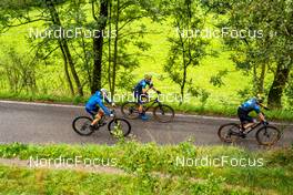 31.08.2022, Antholz, Italy (ITA): Jesper Nelin (SWE), Oskar Brandt (SWE), Sebastian Samuelsson (SWE), (l-r)  - Biathlon summer training, Antholz (ITA). www.nordicfocus.com. © Barbieri/NordicFocus. Every downloaded picture is fee-liable.