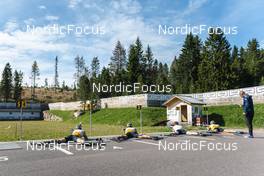 30.08.2022, Lavaze, Italy (ITA): Tarjei Boe (NOR), Sturla Holm Laegreid (NOR), Johannes Thingnes Boe (NOR), Vetle Sjaastad Christiansen (NOR), (l-r)  - Biathlon summer training, Lavaze (ITA). www.nordicfocus.com. © Vanzetta/NordicFocus. Every downloaded picture is fee-liable.