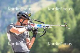 27.08.2022, Bessans, France (FRA): Quentin Fillon-Maillet (FRA) - Biathlon summer training, Bessans (FRA). www.nordicfocus.com. © Authamayou/NordicFocus. Every downloaded picture is fee-liable.