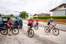 31.08.2022, Antholz, Italy (ITA): Hanna Oeberg (SWE), Johannes Lukas (GER), Elvira Oeberg (SWE), Tilda Johansson (SWE), Mona Brorsson (SWE), Stina Nilsson (SWE), (l-r)  - Biathlon summer training, Antholz (ITA). www.nordicfocus.com. © Barbieri/NordicFocus. Every downloaded picture is fee-liable.