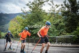 08.09.2022, Lavaze, Italy (ITA): Sebastian Samuelsson (SWE), Oskar Brandt (SWE), (l-r)  - Biathlon summer training, Lavaze (ITA). www.nordicfocus.com. © Vanzetta/NordicFocus. Every downloaded picture is fee-liable.