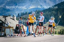 30.08.2022, Lavaze, Italy (ITA): Vetle Sjaastad Christiansen (NOR), Johannes Thingnes Boe (NOR), Ingrid Landmark Tandrevold (NOR), (l-r)  - Biathlon summer training, Lavaze (ITA). www.nordicfocus.com. © Vanzetta/NordicFocus. Every downloaded picture is fee-liable.