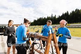 28.06.2022, Premanon, France (FRA): Chloe Chevalier (FRA), Julia Simon (FRA), Paula Botet (FRA), Anais Chevalier-Bouchet (FRA), (l-r) - Biathlon summer training, Premanon (FRA). www.nordicfocus.com. © Manzoni/NordicFocus. Every downloaded picture is fee-liable.