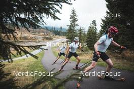 02.09.2022, Lavaze, Italy (ITA): Sturla Holm Laegreid (NOR), Filip Fjeld Andersen (NOR), Johannes Thingnes Boe (NOR), (l-r)  - Biathlon summer training, Lavaze (ITA). www.nordicfocus.com. © Vanzetta/NordicFocus. Every downloaded picture is fee-liable.