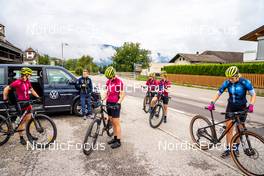 31.08.2022, Antholz, Italy (ITA): Hanna Oeberg (SWE), Johannes Lukas (GER), Elvira Oeberg (SWE), Tilda Johansson (SWE), Mona Brorsson (SWE), Stina Nilsson (SWE), (l-r)  - Biathlon summer training, Antholz (ITA). www.nordicfocus.com. © Barbieri/NordicFocus. Every downloaded picture is fee-liable.