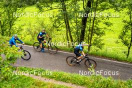 31.08.2022, Antholz, Italy (ITA): Jesper Nelin (SWE), Oskar Brandt (SWE), Sebastian Samuelsson (SWE), (l-r)  - Biathlon summer training, Antholz (ITA). www.nordicfocus.com. © Barbieri/NordicFocus. Every downloaded picture is fee-liable.