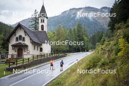 08.09.2022, Lavaze, Italy (ITA): Malte Stefansson (SWE), Lukas Hofer (ITA), (l-r)  - Biathlon summer training, Lavaze (ITA). www.nordicfocus.com. © Vanzetta/NordicFocus. Every downloaded picture is fee-liable.