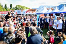 03.09.2022, Annecy, France (FRA): Chloe Chevalier (FRA), Martin Fourcade (FRA), Quentin Fillon Maillet (FRA), (l-r) - Martin Fourcade Nordic Festival, Annecy (FRA). www.nordicfocus.com. © Reichert/NordicFocus. Every downloaded picture is fee-liable.