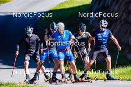 22.08.2022, Lavaze, Italy (ITA): Giandomenico Salvadori (ITA), Francesco De Fabiani (ITA), Federico Pellegrino (ITA), Davide Graz (ITA), Paolo Ventura (ITA), (l-r)  - Cross-Country training, Lavaze (ITA). www.nordicfocus.com. © Barbieri/NordicFocus. Every downloaded picture is fee-liable.