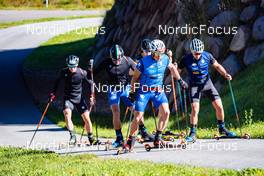 22.08.2022, Lavaze, Italy (ITA): Giandomenico Salvadori (ITA), Francesco De Fabiani (ITA), Federico Pellegrino (ITA), Davide Graz (ITA), Paolo Ventura (ITA), (l-r)  - Cross-Country training, Lavaze (ITA). www.nordicfocus.com. © Barbieri/NordicFocus. Every downloaded picture is fee-liable.