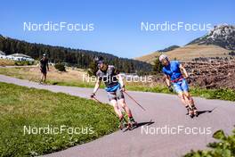 22.08.2022, Lavaze, Italy (ITA): Davide Graz (ITA), Federico Pellegrino (ITA), (l-r)  - Cross-Country training, Lavaze (ITA). www.nordicfocus.com. © Barbieri/NordicFocus. Every downloaded picture is fee-liable.