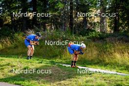 15.08.2022, Lavaze, Italy (ITA): Davide Graz (ITA), Federico Pellegrino (ITA), (l-r)  - Cross-Country training, Lavaze (ITA). www.nordicfocus.com. © Barbieri/NordicFocus. Every downloaded picture is fee-liable.