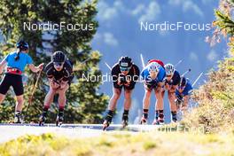 22.08.2022, Lavaze, Italy (ITA): Davide Graz (ITA), Giandomenico Salvadori (ITA), Federico Pellegrino (ITA), (l-r)  - Cross-Country training, Lavaze (ITA). www.nordicfocus.com. © Barbieri/NordicFocus. Every downloaded picture is fee-liable.