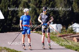 22.08.2022, Lavaze, Italy (ITA): Federico Pellegrino (ITA), Davide Graz (ITA), (l-r)  - Cross-Country training, Lavaze (ITA). www.nordicfocus.com. © Barbieri/NordicFocus. Every downloaded picture is fee-liable.