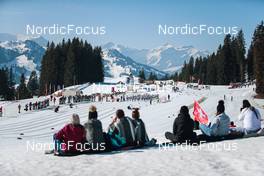 25.03.2022, Zweisimmen-Sparenmoos, Switzerland (SUI): Start of womens race - Swiss Championships cross-country, skiathlon, Zweisimmen-Sparenmoos (SUI). www.nordicfocus.com. © Modica/NordicFocus. Every downloaded picture is fee-liable.