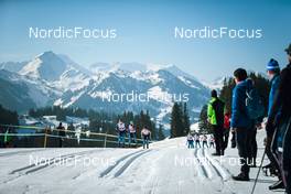 25.03.2022, Zweisimmen-Sparenmoos, Switzerland (SUI): Nadja Kaelin (SUI), Lydia Hiernickel (SUI), Anja Weber (SUI), (l-r)  - Swiss Championships cross-country, skiathlon, Zweisimmen-Sparenmoos (SUI). www.nordicfocus.com. © Modica/NordicFocus. Every downloaded picture is fee-liable.