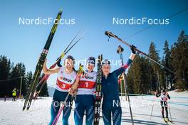 25.03.2022, Zweisimmen-Sparenmoos, Switzerland (SUI): Anja Weber (SUI), Nadine Faehndrich (SUI), Nadja Kaelin (SUI), (l-r)  - Swiss Championships cross-country, skiathlon, Zweisimmen-Sparenmoos (SUI). www.nordicfocus.com. © Modica/NordicFocus. Every downloaded picture is fee-liable.