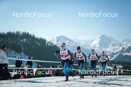 25.03.2022, Zweisimmen-Sparenmoos, Switzerland (SUI): Laurien Van Der Graaff (SUI), Giuliana Werro (SUI), Desiree Steiner (SUI), Alina Meier (SUI), (l-r)  - Swiss Championships cross-country, skiathlon, Zweisimmen-Sparenmoos (SUI). www.nordicfocus.com. © Modica/NordicFocus. Every downloaded picture is fee-liable.