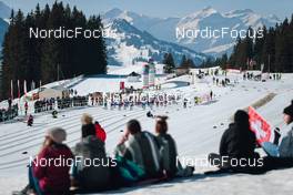 25.03.2022, Zweisimmen-Sparenmoos, Switzerland (SUI): Start of womens race - Swiss Championships cross-country, skiathlon, Zweisimmen-Sparenmoos (SUI). www.nordicfocus.com. © Modica/NordicFocus. Every downloaded picture is fee-liable.