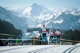 25.03.2022, Zweisimmen-Sparenmoos, Switzerland (SUI): Nadja Kaelin (SUI), Lydia Hiernickel (SUI), Anja Weber (SUI), (l-r)  - Swiss Championships cross-country, skiathlon, Zweisimmen-Sparenmoos (SUI). www.nordicfocus.com. © Modica/NordicFocus. Every downloaded picture is fee-liable.