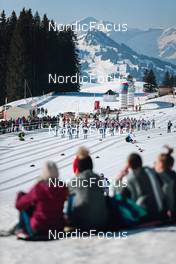 25.03.2022, Zweisimmen-Sparenmoos, Switzerland (SUI): Start of womens race - Swiss Championships cross-country, skiathlon, Zweisimmen-Sparenmoos (SUI). www.nordicfocus.com. © Modica/NordicFocus. Every downloaded picture is fee-liable.