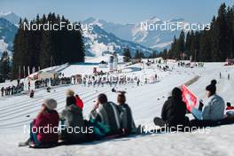 25.03.2022, Zweisimmen-Sparenmoos, Switzerland (SUI): Start of womens race - Swiss Championships cross-country, skiathlon, Zweisimmen-Sparenmoos (SUI). www.nordicfocus.com. © Modica/NordicFocus. Every downloaded picture is fee-liable.