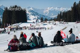 25.03.2022, Zweisimmen-Sparenmoos, Switzerland (SUI): Start of womens race - Swiss Championships cross-country, skiathlon, Zweisimmen-Sparenmoos (SUI). www.nordicfocus.com. © Modica/NordicFocus. Every downloaded picture is fee-liable.