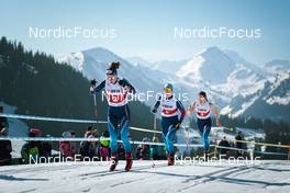 25.03.2022, Zweisimmen-Sparenmoos, Switzerland (SUI): Nadja Kaelin (SUI), Lydia Hiernickel (SUI), Anja Weber (SUI), (l-r)  - Swiss Championships cross-country, skiathlon, Zweisimmen-Sparenmoos (SUI). www.nordicfocus.com. © Modica/NordicFocus. Every downloaded picture is fee-liable.