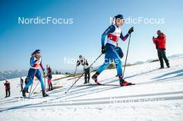 25.03.2022, Zweisimmen-Sparenmoos, Switzerland (SUI): Alina Meier (SUI), Laurien Van Der Graaff (SUI), (l-r)  - Swiss Championships cross-country, skiathlon, Zweisimmen-Sparenmoos (SUI). www.nordicfocus.com. © Modica/NordicFocus. Every downloaded picture is fee-liable.