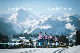 25.03.2022, Zweisimmen-Sparenmoos, Switzerland (SUI): Laurien Van Der Graaff (SUI), Giuliana Werro (SUI), Desiree Steiner (SUI), Alina Meier (SUI), (l-r)  - Swiss Championships cross-country, skiathlon, Zweisimmen-Sparenmoos (SUI). www.nordicfocus.com. © Modica/NordicFocus. Every downloaded picture is fee-liable.