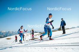 25.03.2022, Zweisimmen-Sparenmoos, Switzerland (SUI): Alina Meier (SUI), Laurien Van Der Graaff (SUI), (l-r)  - Swiss Championships cross-country, skiathlon, Zweisimmen-Sparenmoos (SUI). www.nordicfocus.com. © Modica/NordicFocus. Every downloaded picture is fee-liable.