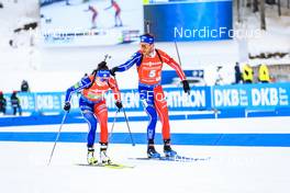 08.01.2023, Pokljuka, Slovenia (SLO): Lou Jeanmonnot (FRA), Antonin Guigonnat (FRA), (l-r) - IBU World Cup Biathlon, single mixed relay, Pokljuka (SLO). www.nordicfocus.com. © Manzoni/NordicFocus. Every downloaded picture is fee-liable.