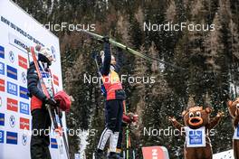 21.01.2023, Antholz, Italy (ITA): Sturla Holm Laegreid (NOR), Johannes Thingnes Boe (NOR), (l-r) - IBU World Cup Biathlon, pursuit men, Antholz (ITA). www.nordicfocus.com. © Manzoni/NordicFocus. Every downloaded picture is fee-liable.