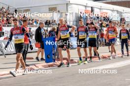 04.08.2023, Sandnes, Norway (NOR): Sturla Holm Laegreid (NOR), Roman Rees (GER), Justus Strelow (GER), Emilien Jacquelin (FRA), OT Suhrke (NOR), Isak Leknes Frey (NOR), (l-r) - BLINK23 Festival Biathlon - Sandnes (NOR). www.nordicfocus.com. © Manzoni/NordicFocus. Every downloaded picture is fee-liable.