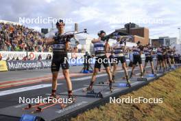 05.08.2023, Sandnes, Norway (NOR): Roman Rees (GER), Sturla Holm Laegreid (NOR), Tarjei Boe (NOR), Johannes Dale (NOR), (l-r) - BLINK23 Festival Biathlon - Sandnes (NOR). www.nordicfocus.com. © Manzoni/NordicFocus. Every downloaded picture is fee-liable.