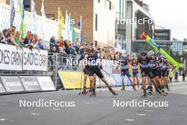 04.08.2023, Sandnes, Norway (NOR): Sturla Holm Laegreid (NOR), Quentin Fillon Maillet (FRA), (l-r) - BLINK23 Festival Biathlon - Sandnes (NOR). www.nordicfocus.com. © Manzoni/NordicFocus. Every downloaded picture is fee-liable.