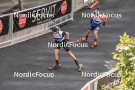 05.08.2023, Sandnes, Norway (NOR): Quentin Fillon Maillet (FRA), Petter Austberg Bjoern (NOR), (l-r) - BLINK23 Festival Biathlon - Sandnes (NOR). www.nordicfocus.com. © Manzoni/NordicFocus. Every downloaded picture is fee-liable.