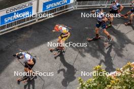 05.08.2023, Sandnes, Norway (NOR): Sturla Holm Laegreid (NOR), Martin Femsteinevik (NOR), Johan-Olav Smoerdal Botn (NOR), Simon Kaiser (GER), Vetle Rype Paulsen (NOR), (l-r) - BLINK23 Festival Biathlon - Sandnes (NOR). www.nordicfocus.com. © Manzoni/NordicFocus. Every downloaded picture is fee-liable.