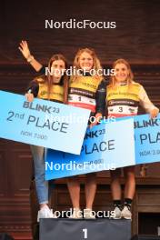 04.08.2023, Sandnes, Norway (NOR): Vanessa Voigt (GER), Karoline Offigstad Knotten (NOR), Hanna Kebinger (GER), (l-r) - BLINK23 Festival Biathlon - Sandnes (NOR). www.nordicfocus.com. © Manzoni/NordicFocus. Every downloaded picture is fee-liable.