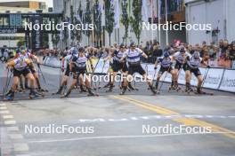 05.08.2023, Sandnes, Norway (NOR): Vetle Sjaastad Christiansen (NOR), Quentin Fillon Maillet (FRA), Sturla Holm Laegreid (NOR), Roman Rees (GER), Justus Strelow (GER), (l-r) - BLINK23 Festival Biathlon - Sandnes (NOR). www.nordicfocus.com. © Manzoni/NordicFocus. Every downloaded picture is fee-liable.