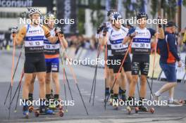 05.08.2023, Sandnes, Norway (NOR): Vetle Sjaastad Christiansen (NOR), Quentin Fillon Maillet (FRA), (l-r) - BLINK23 Festival Biathlon - Sandnes (NOR). www.nordicfocus.com. © Manzoni/NordicFocus. Every downloaded picture is fee-liable.