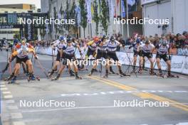 05.08.2023, Sandnes, Norway (NOR): Vetle Sjaastad Christiansen (NOR), Quentin Fillon Maillet (FRA), Sturla Holm Laegreid (NOR), Roman Rees (GER), Justus Strelow (GER), (l-r) - BLINK23 Festival Biathlon - Sandnes (NOR). www.nordicfocus.com. © Manzoni/NordicFocus. Every downloaded picture is fee-liable.