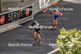 05.08.2023, Sandnes, Norway (NOR): Quentin Fillon Maillet (FRA), Petter Austberg Bjoern (NOR), (l-r) - BLINK23 Festival Biathlon - Sandnes (NOR). www.nordicfocus.com. © Manzoni/NordicFocus. Every downloaded picture is fee-liable.