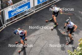 05.08.2023, Sandnes, Norway (NOR): Johan-Olav Smoerdal Botn (NOR), Sturla Holm Laegreid (NOR), Johannes Kuehn (GER), (l-r) - BLINK23 Festival Biathlon - Sandnes (NOR). www.nordicfocus.com. © Manzoni/NordicFocus. Every downloaded picture is fee-liable.