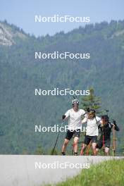 03.06.2023, Ruhpolding, Germany (GER): Niklas Hartweg (SUI), Dajan Danuser (SUI), Jeremy Finello (SUI), (l-r) - Biathlon summer training, Ruhpolding (GER). www.nordicfocus.com. © Reiter/NordicFocus. Every downloaded picture is fee-liable.