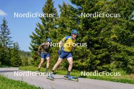 17.06.2023, Lavaze, Italy (ITA): Martin Ponsiluoma (SWE), Sebastian Samuelsson (SWE), (l-r)  - Biathlon summer training, Lavaze (ITA). www.nordicfocus.com. © Barbieri/NordicFocus. Every downloaded picture is fee-liable.