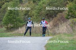 23.09.2023, Bessans, France (FRA): Paula Botet (FRA), Gilonne Guigonnat (FRA), (l-r) - Biathlon training, Bessans (FRA). www.nordicfocus.com. © Authamayou/NordicFocus. Every downloaded picture is fee-liable.