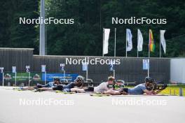 04.06.2023, Ruhpolding, Germany (GER): Gion Stalder (SUI), Niklas Hartweg (SUI), Sebastian Stalder (SUI), Dajan Danuser (SUI), (l-r) - Biathlon summer training, Ruhpolding (GER). www.nordicfocus.com. © Reiter/NordicFocus. Every downloaded picture is fee-liable.