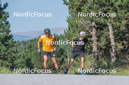 23.08.2023, Font-Romeu, France (FRA): Emilien Claude (FRA), Eric Perrot, (l-r) - Biathlon training, Font-Romeu (FRA). www.nordicfocus.com. © Authamayou/NordicFocus. Every downloaded picture is fee-liable.