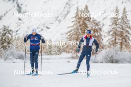 03.11.2023, Bessans, France (FRA): Eric Perrot, Antonin Guigonnat (FRA), (l-r) - Biathlon training, Bessans (FRA). www.nordicfocus.com. © Authamayou/NordicFocus. Every downloaded picture is fee-liable.